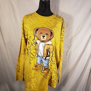 Launder Yellow Graphic Bear Long Sleeve Tee shirt - L